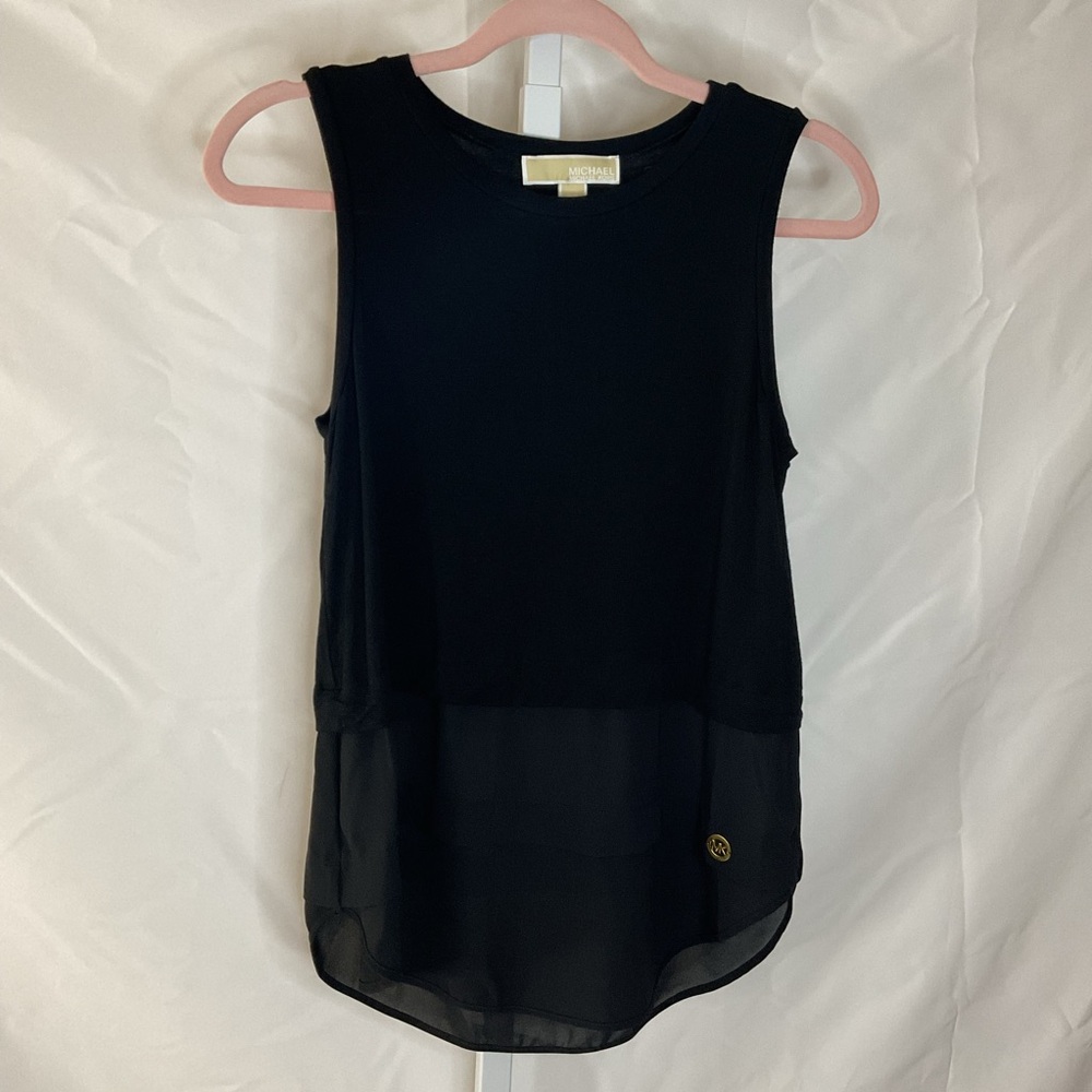 MICHAEL Michael Kors Black Sheer Hem Tank Top